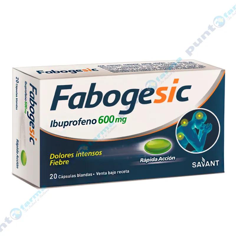 Fabogesic Ibuprofeno 600 mg - Caja de 20 cápsulas de gelatina blanda