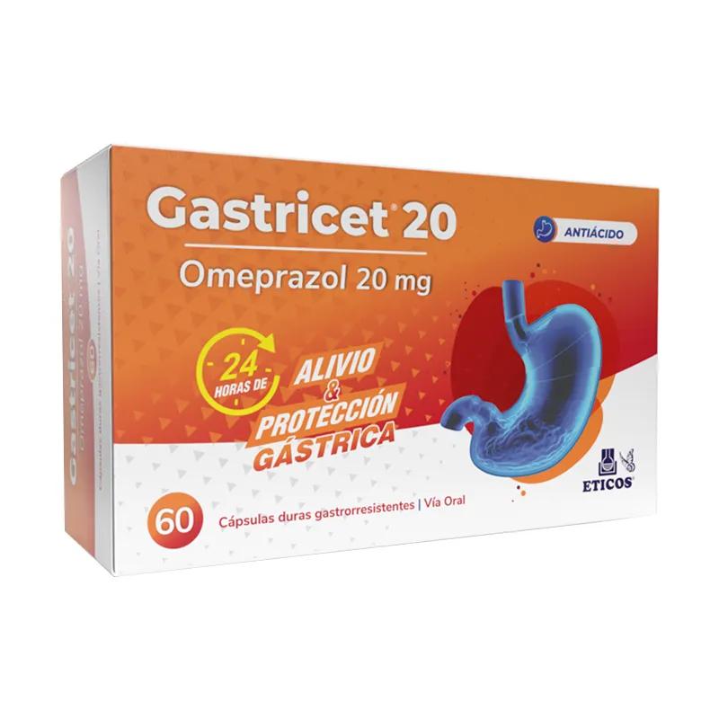 Gastricet 20 Omeprazol 20 mg - Cont. 60 cápsulas duras gastrorresistentes