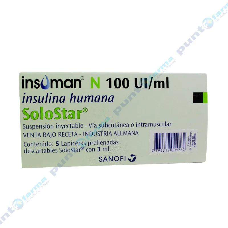 Insuman N 100 Ul/mL Insulina humana SoloStar - Suspensión Inyectable