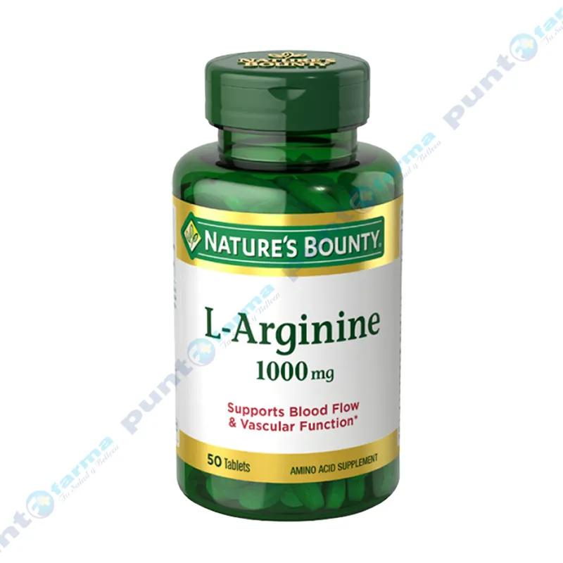 L-Arginina 1000 mg Natures Bounty - Cont. 50 tabletas