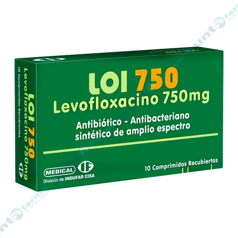 Loi Levofloxacino 750 mg - Contiene 10 comprimidos recubiertos.