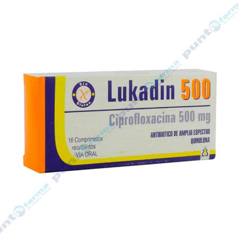 Lukadin 500 Ciprofloxacina 500 mg - Caja de 16 Comprimidos Recubiertos