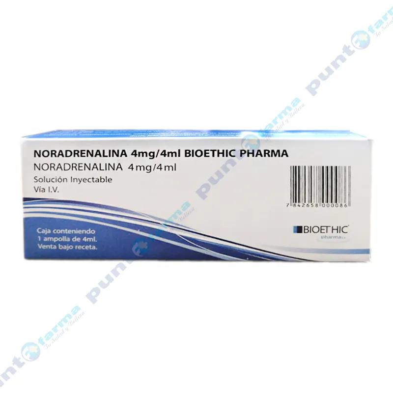 Noradrenalina 4 mg - Solución inyectable 1 ampolla