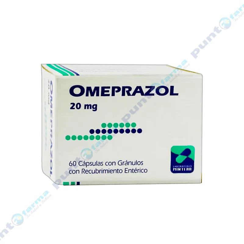 Omeprazol Mintlab 20 mg - Contenido de 60 cápsulas con gránulos con recubrimiento entérico.