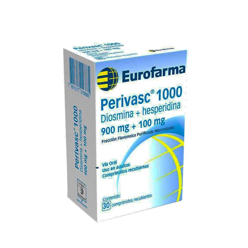 Perivasc 1000 Diosmina + Hesperidina 900mg + 100 mg - Cont. 30 Comprimidos.