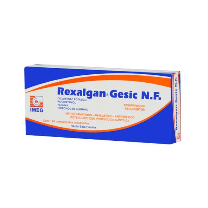 Rexalgan Gesic N.F Diclofenac Potásico - Cont. 20 comprimidos recubiertos