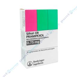 Sifrol ER Pramipexol Diclorhidrato Monohidrato 0,75 mg - Cont. 30 comprimidos de liberación prolongada