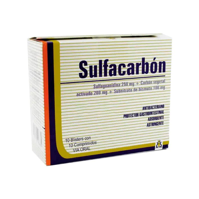 Sulfacarbón Sulfaguanidina 250 mg - Caja de 10 Blisters con 10 Comprimidos