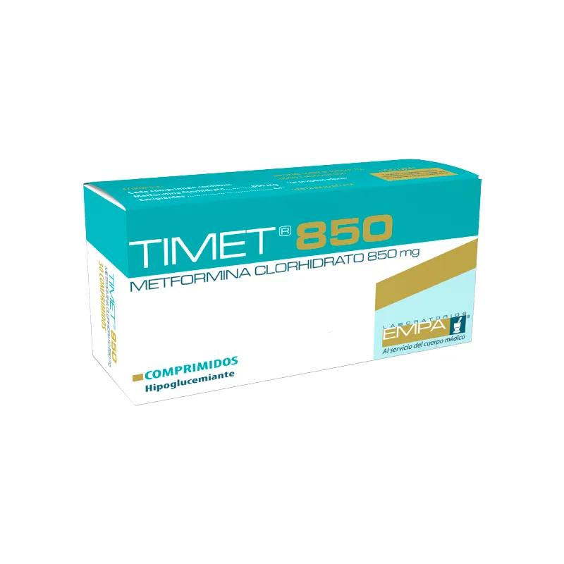 Timet 850 Metformina Clorhidrato 850 mg - Cont. 30 comprimidos