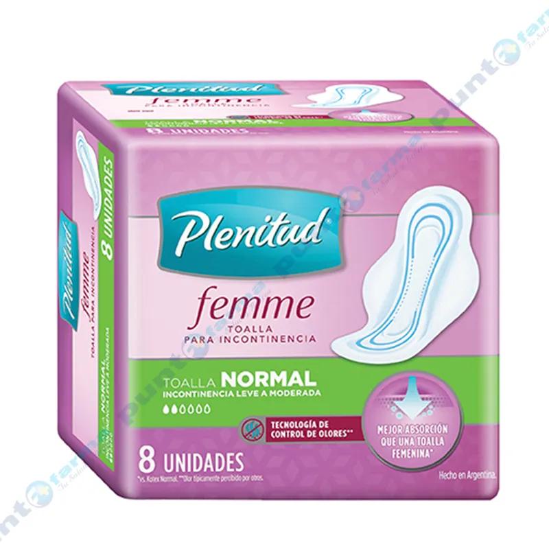 Toalla para Incontinencia Normal Femme Plenitud - Cont. 8 unidades
