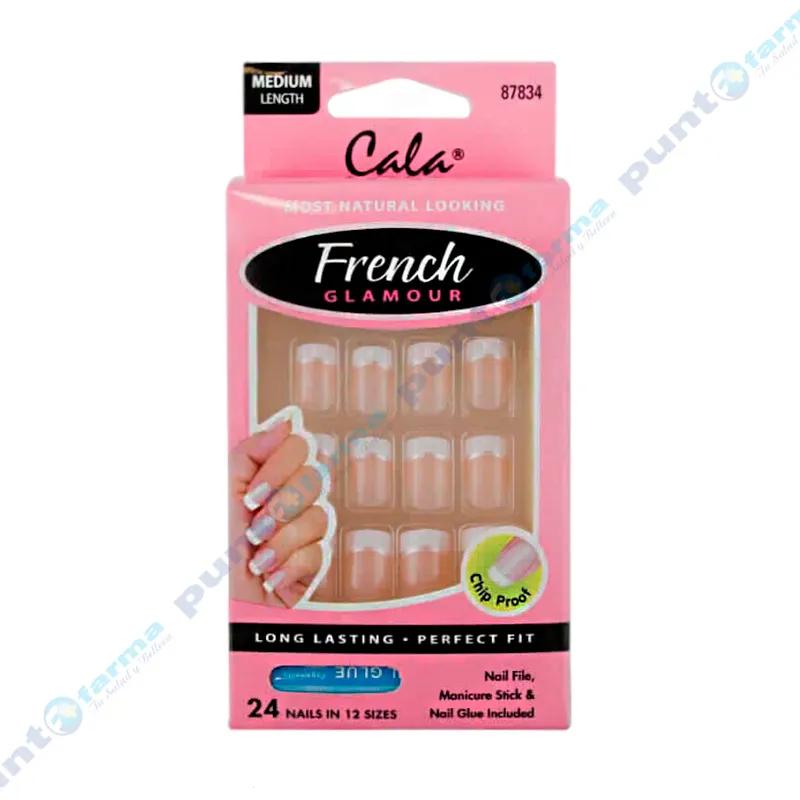 Uñas postizas French glamour Cala® - Cont. 24 uñas en tamaño 12