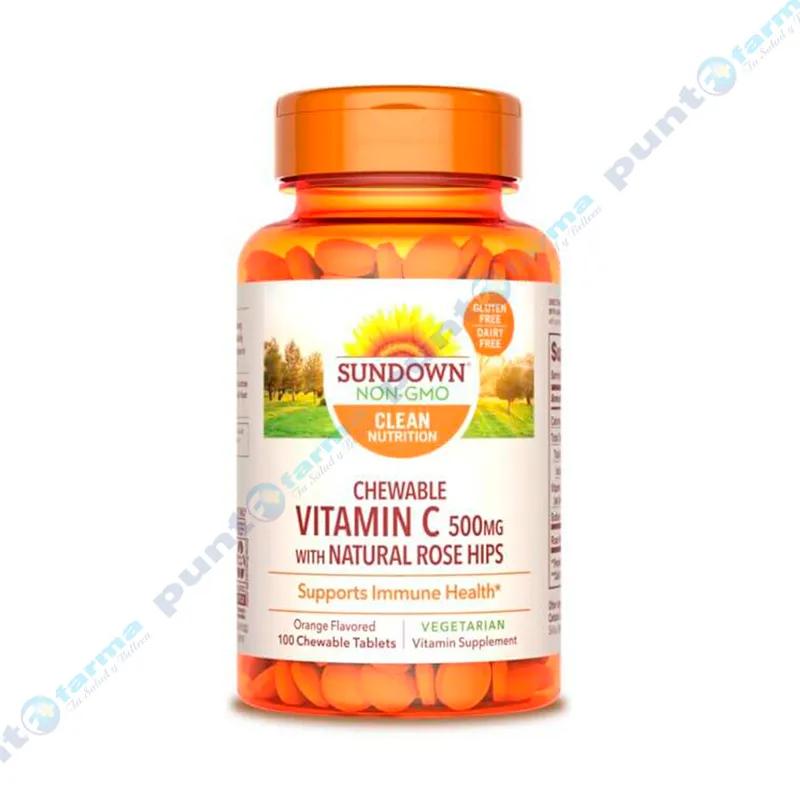 Vitamin C 500mg Masticable Sundown Naturals - Frasco de 100 cápsulas