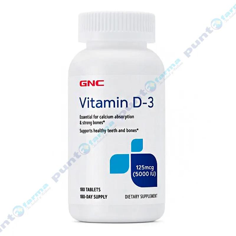 Vitamina D-3 5000IU GNC - Frasco de 180 cápsulas
