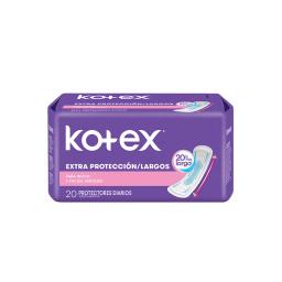 Protectores Diarios Largos p/ inicio y fin de periodo Kotex - Cont 20 Unidades