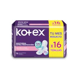 Toallas Femeninas Nocturnas con Alas Kotex - Cont.16 unidades