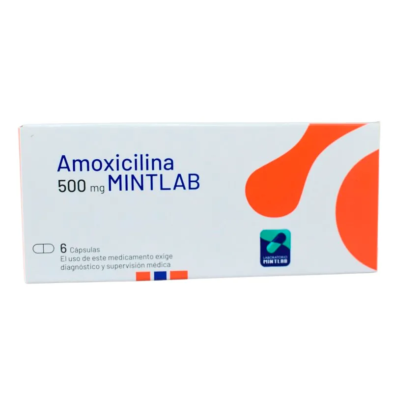 Amoxicilina Mintlab 500 mg - Caja de 6 Capsulas .