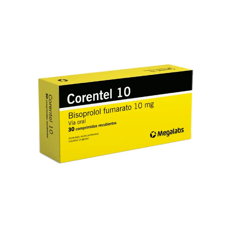 Corentel 10 Bisoprolol Fumarato 10 mg - Caja de 30 comprimidos recubiertos