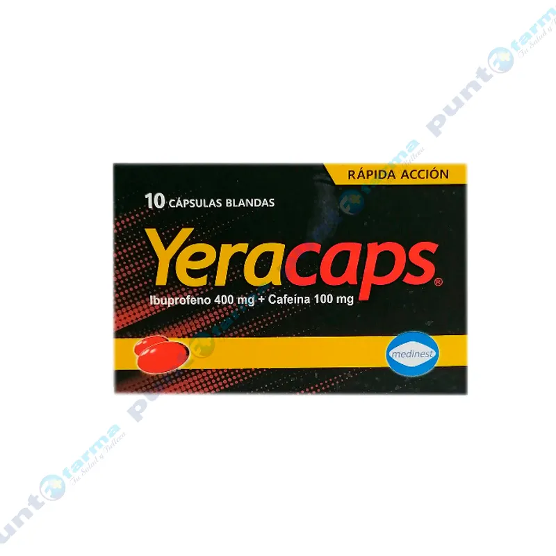 Yeracaps Ibuprofeno 400 mg + Cafeína 100 mg  - Cont. 10 cápsulas blandas