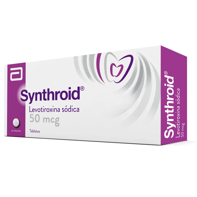 Synthroid Levotiroxina Sodica 50 mcg - Caja de 30 tabletas | Punto Farma