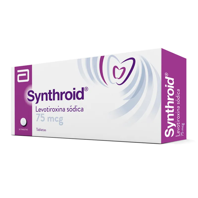 Synthroid Levotiroxina Sodica 75 mcg - Caja de 30 tabletas