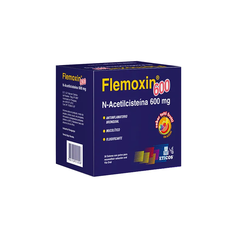Flemoxin N- Acetilcisteina 600 mg - Solución Oral Polvo - Cont. 30 Sobres