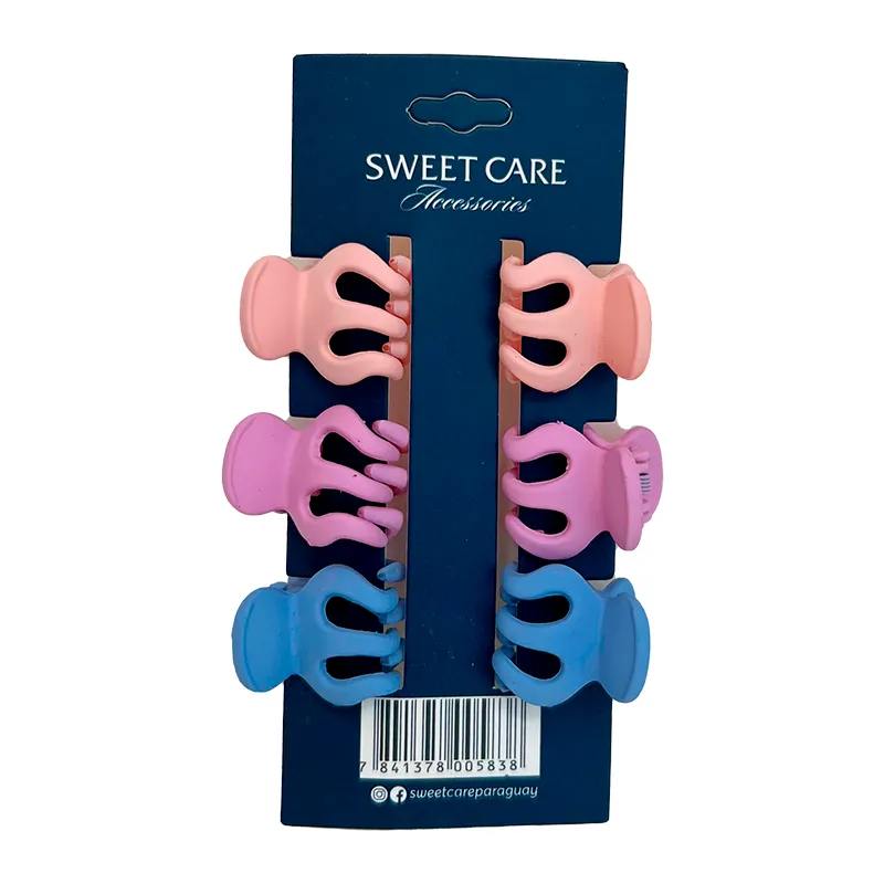 Set de Pinches Sweet Care - Cont. 6 pinches Azul + Lila + Rosa