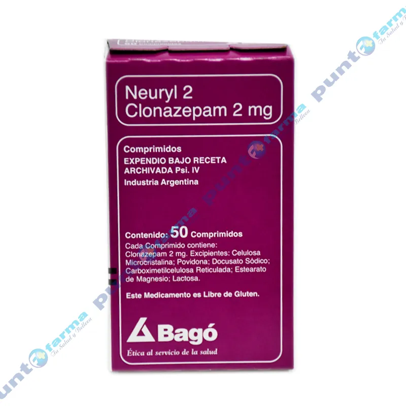 Neuryl 2 Clonazepam 2 mg - Caja de 50 Comprimidos