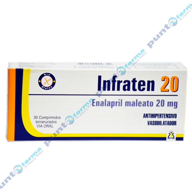 Infraten Enalapril 20 mg - Cont. 30 Comprimidos Birranurados