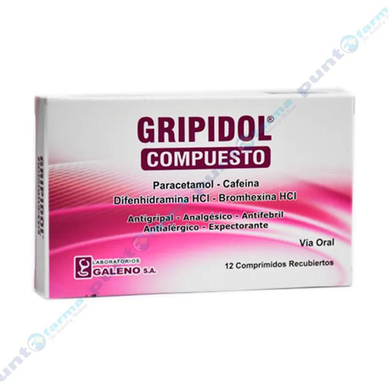 Gripidol Compuesto  Paracetamol - Caja de 12 comprimidos recubiertos