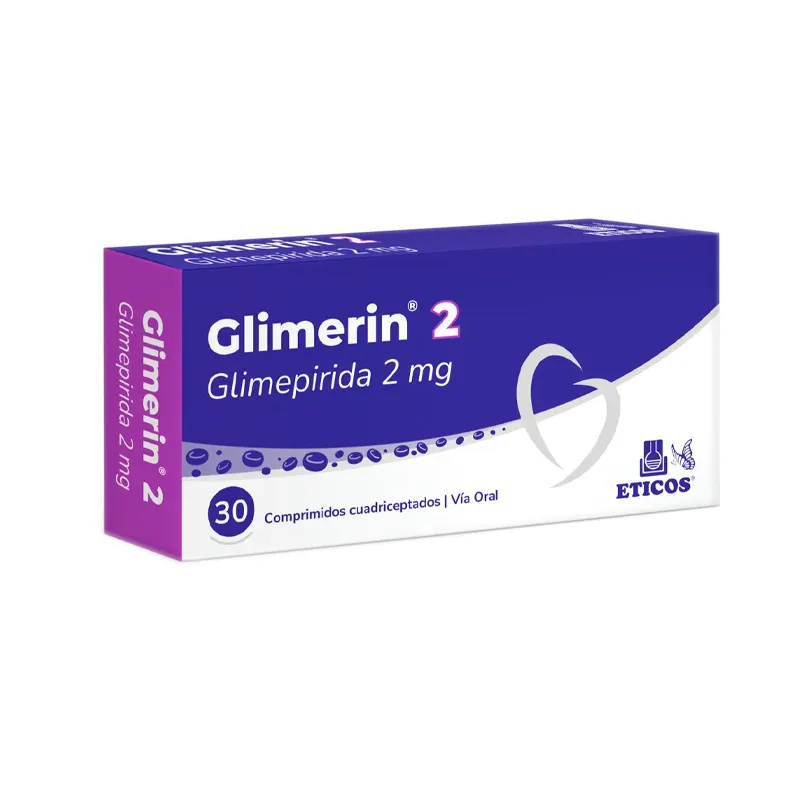 Glimerin Glimepirida 2 mg - Cont. 30 Comprimidos Cuadriceptados