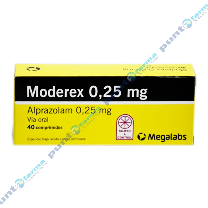 Moderex Alprazolam 0,25 mg - Cont. 40 Comprimidos