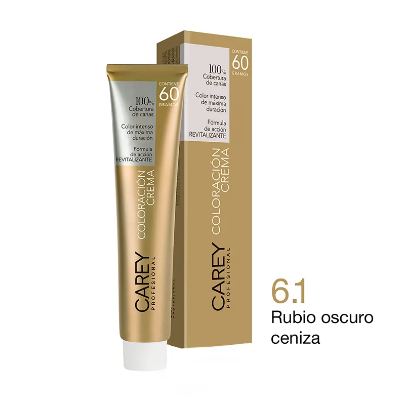 Coloración en Crema Rubio Oscuro Ceniza 6.1 Carey - Pomo de 60gr