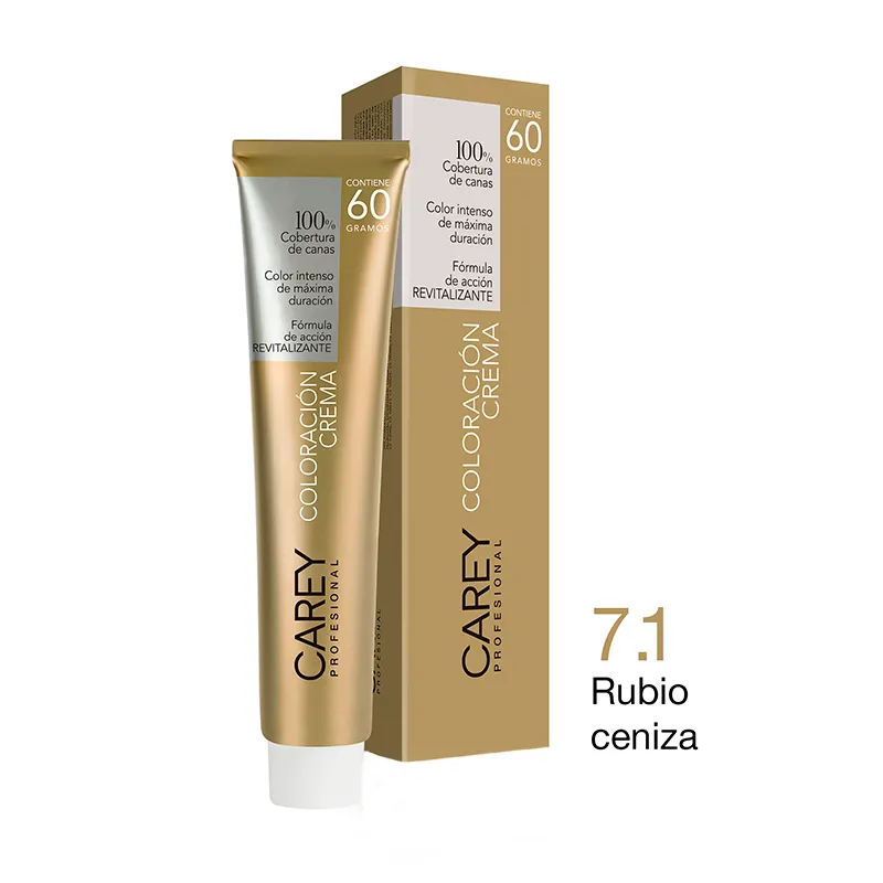 Coloración en Crema Rubio Ceniza 7.1 Carey - Pomo de 60gr