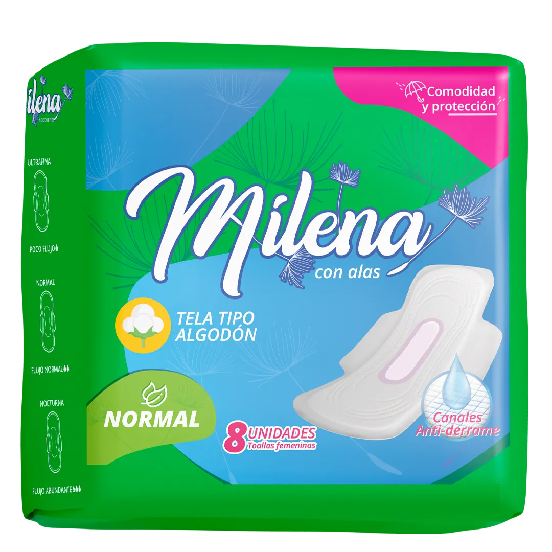 Toalla Higienica Normal con Alas Milena - 8 unidades