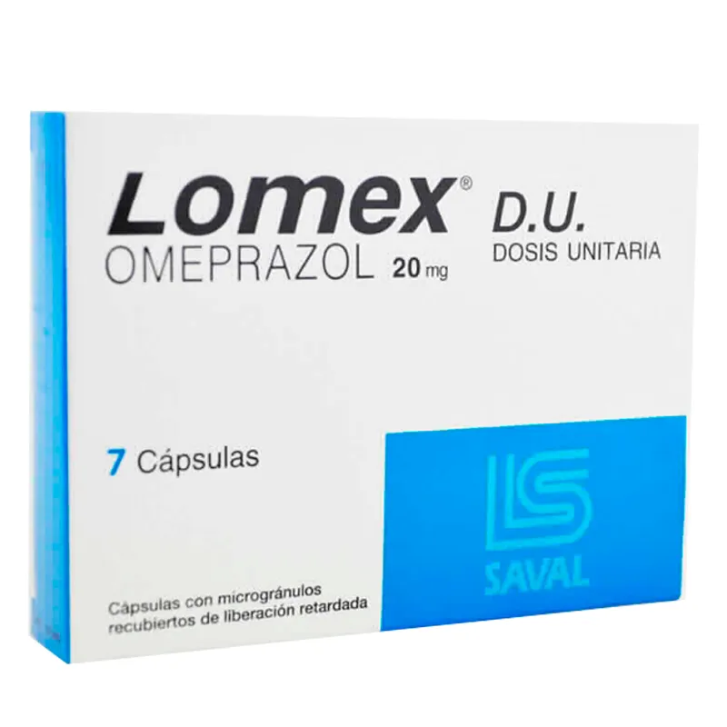 Lomex Omeprazol 20mg - Caja de 7 cápsulas