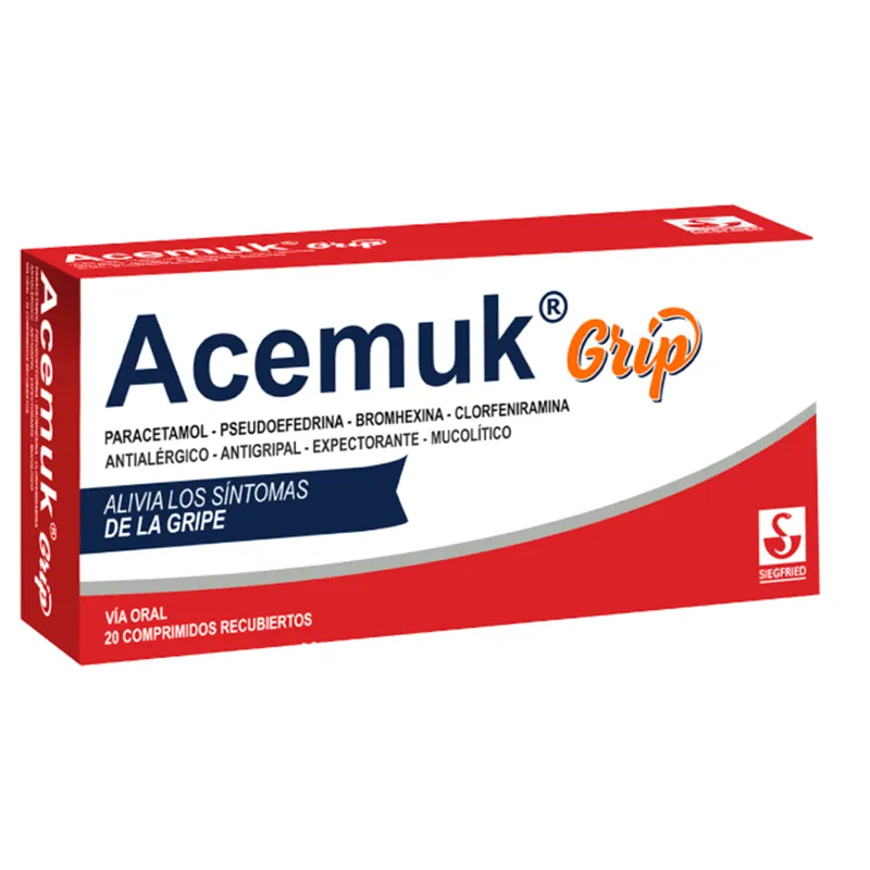 Acemuk Grip Paracetamol - Caja de 20 Comprimidos