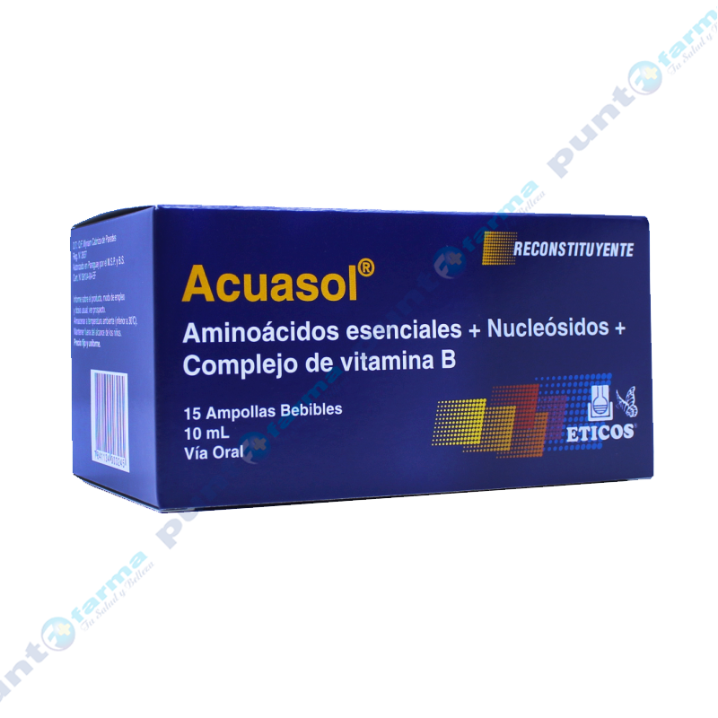 Quedateencasa Punto Farma Acuasol Aminoacidos Esenciales Nucleosidos Complejo De Vitamina B Caja De 15 Ampollas Bebibles