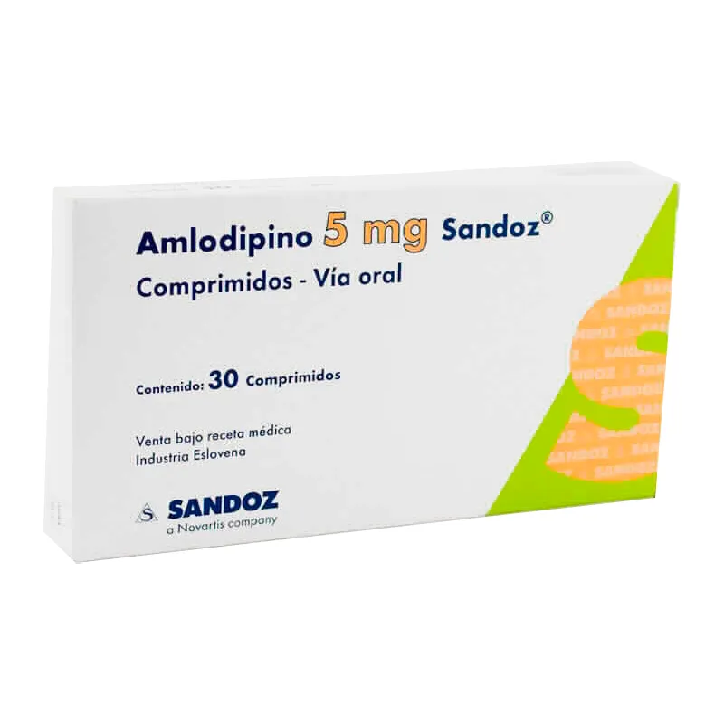 Amlodipino 5mg Sandoz - Caja de 30 comprimidos