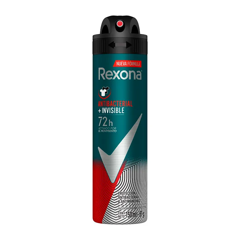 Antitranspirante Antibacterial +Invisible Rexona Men - Cont. 150 mL