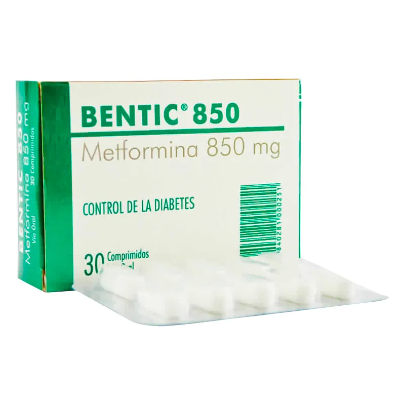 Bentic 850 - Metformina 850 mg -  Caja con 30 comprimidos