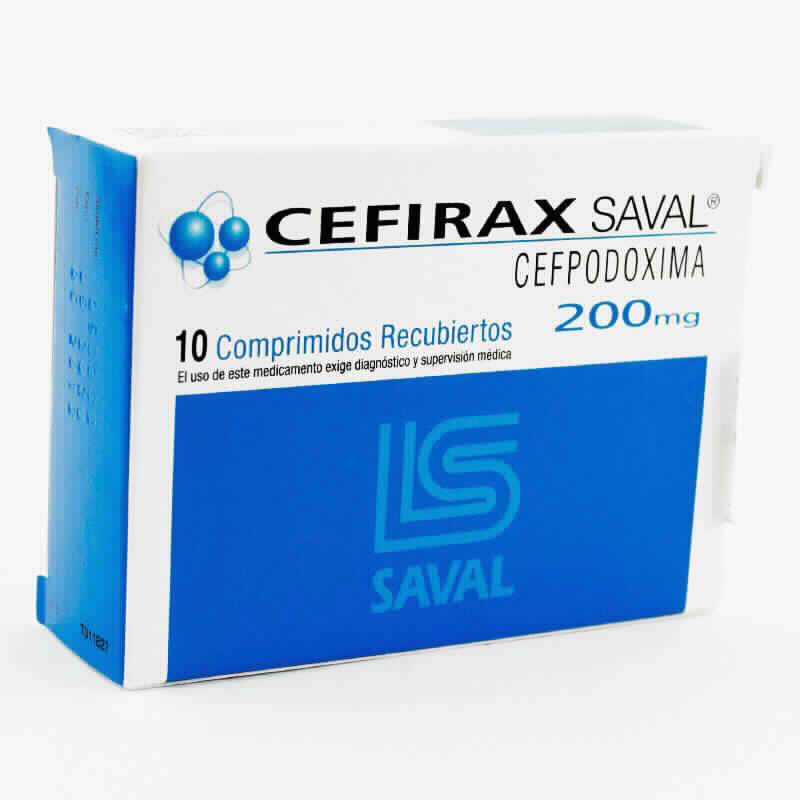 CEFIRAX SAVAL® Cefpodoxima 200 mg - Caja con 10 comprimidos recubiertos