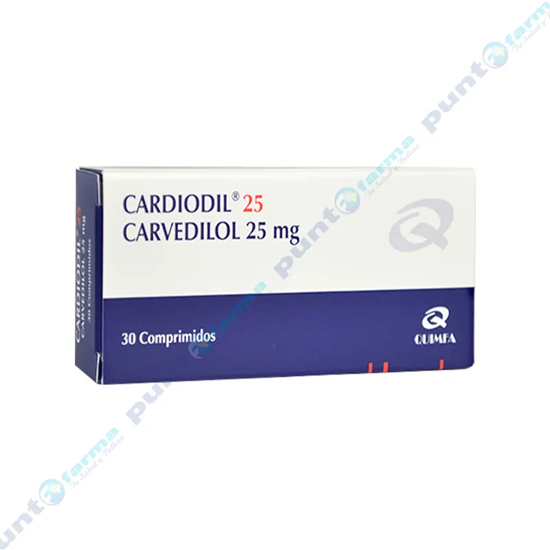 Cardiodil Carvedilol 25 mg - Caja de 30 comprimidos