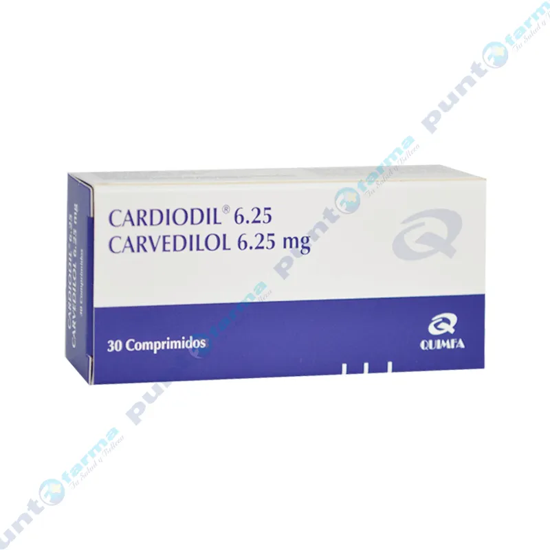 Cardiodil Carvedilol 6.25 mg - Caja de 30 comprimidos