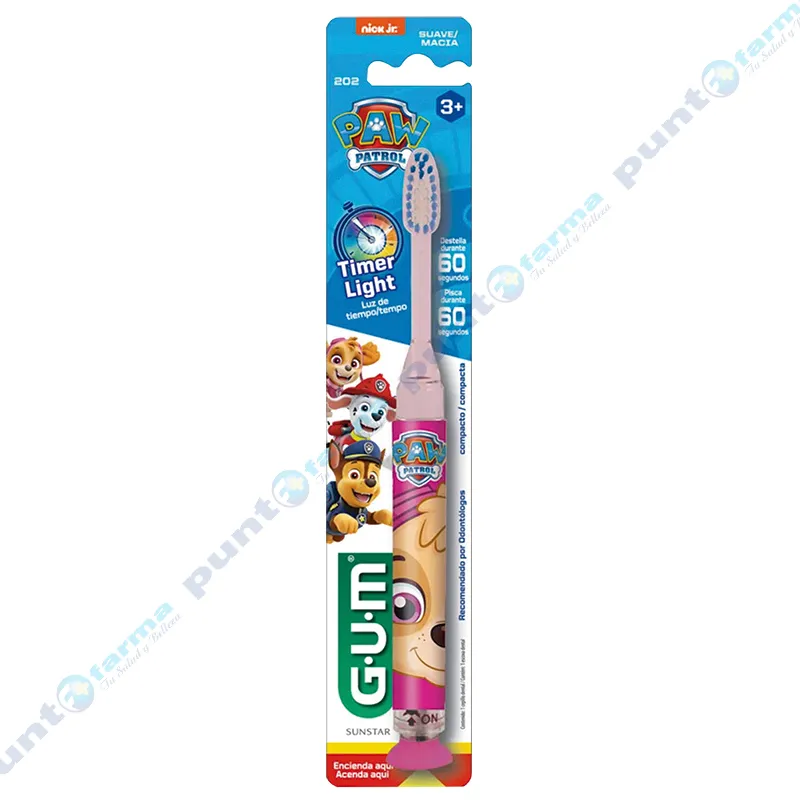 Cepillo de Dientes Suave Paw Patrol Gum Con Luz Niña - Cont. 1 unidad