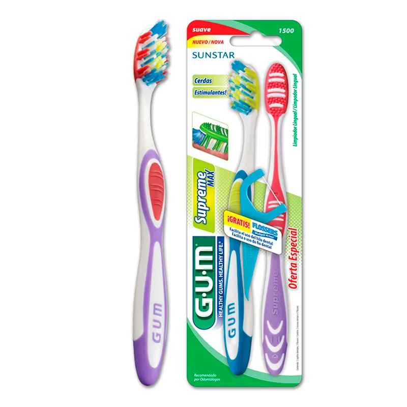 Cepillos Dentales Supreme Max Gum - Cont. 2 unidades más 1 Flosser de regalo