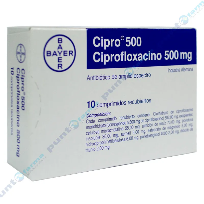 Cipro 500 Ciprofloxacino 500 mg - Cont. 10 comprimidos recubiertos