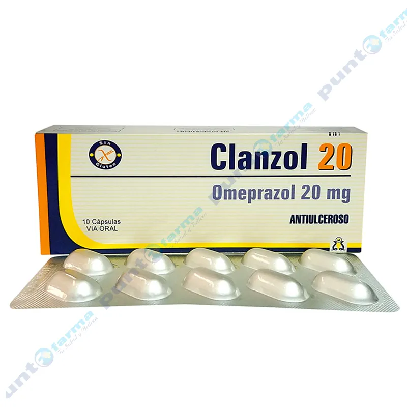 Clanzol Omeprazol 20 mg - Caja de 10 cápsulas