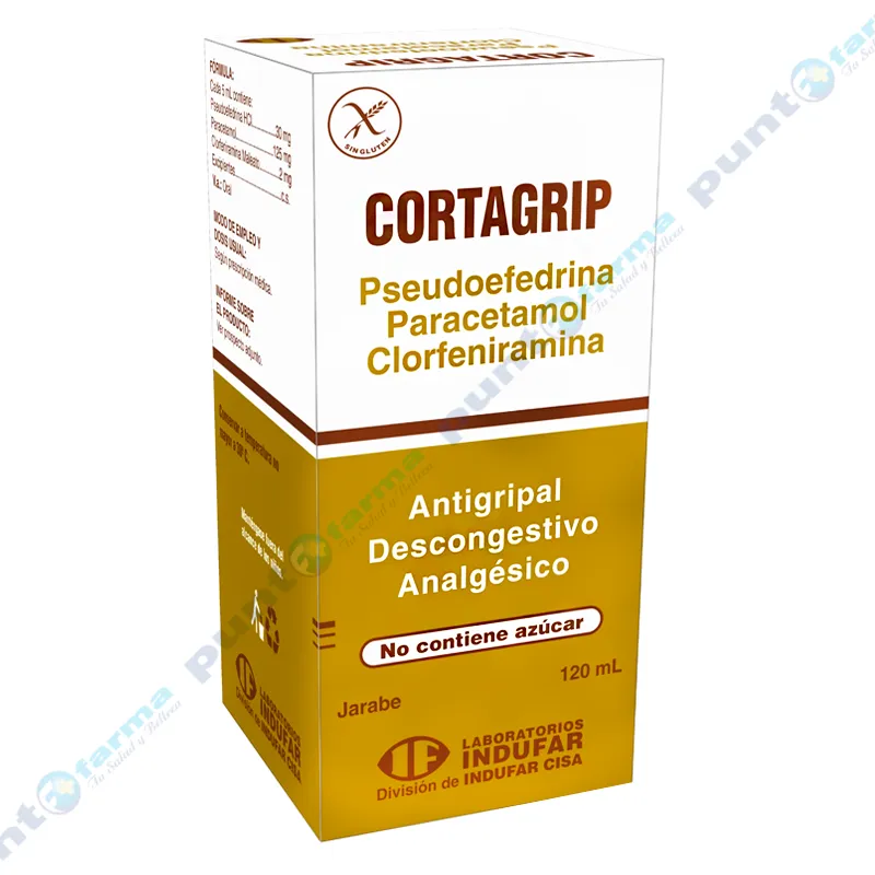 Cortagrip Pseudoefedrina Paracetamol Clorfeniramina – Jarabe de 120 mL