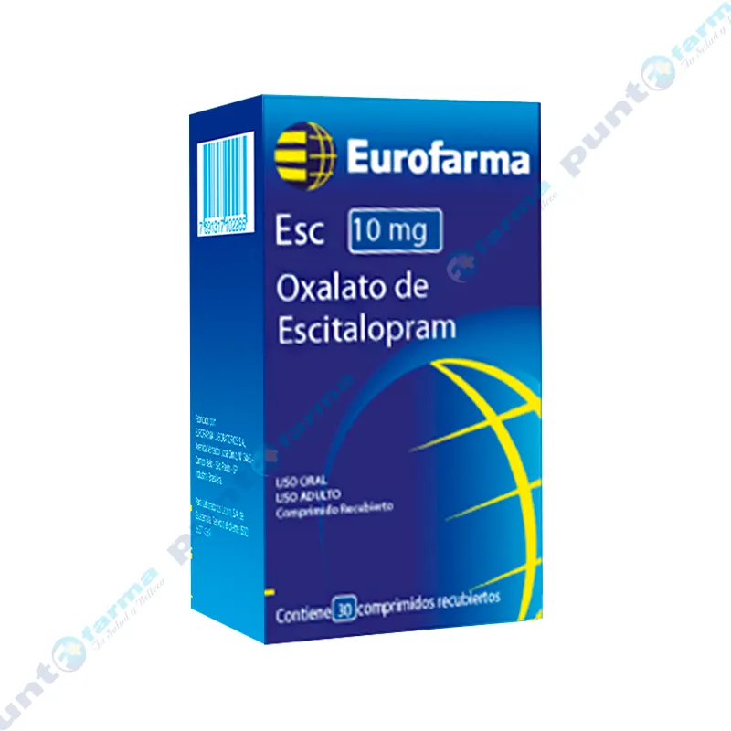 Esc 10mg Oxalato de Escitalopram Eurofarma - Caja de 30 comprimidos