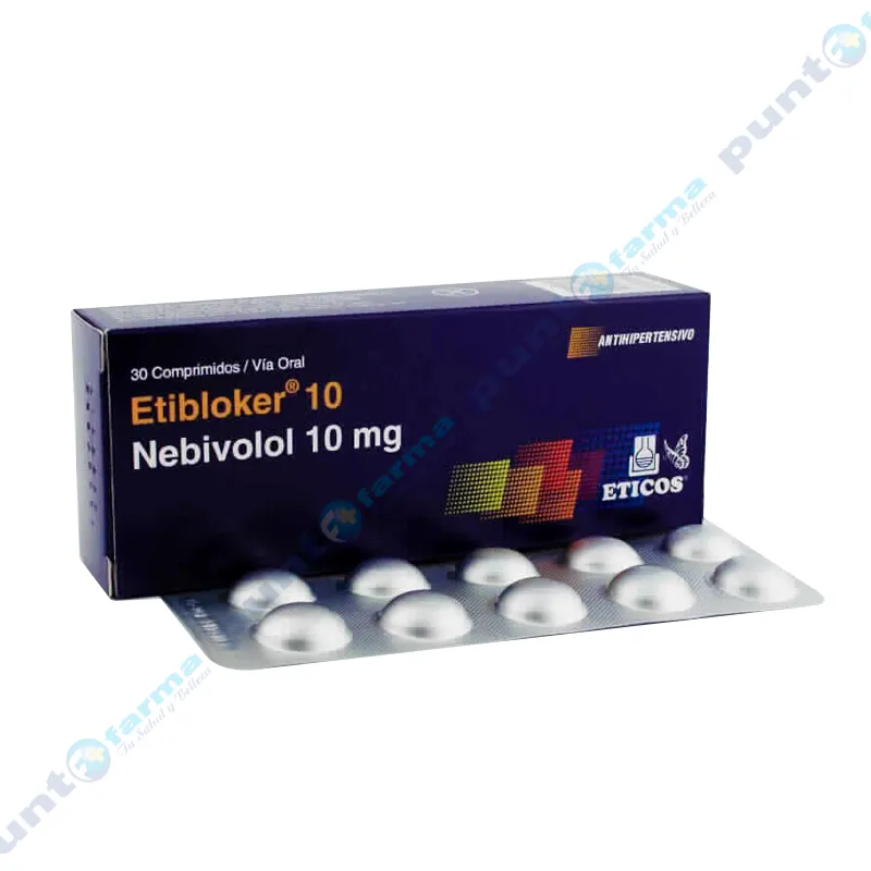 Etibloker 10 Nebivolol 10 mg - Contenido de 30 comprimidos
